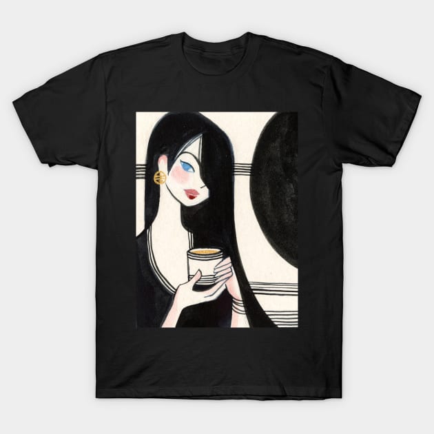 Girl and Coffee T-Shirt by Alina Chau